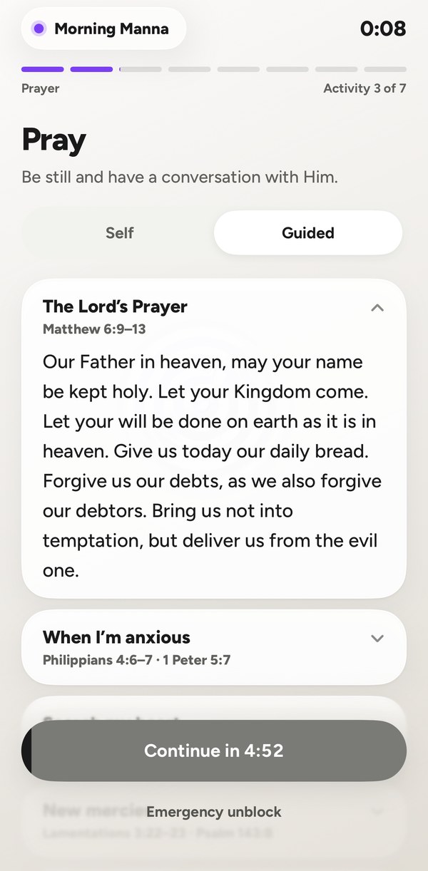 Prayer: the Lord's Prayer, guided